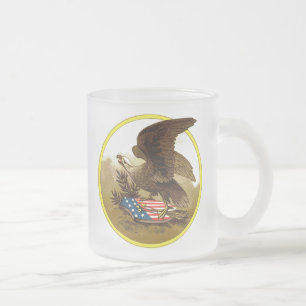Vintage American Eagle Frosted Glass Mug