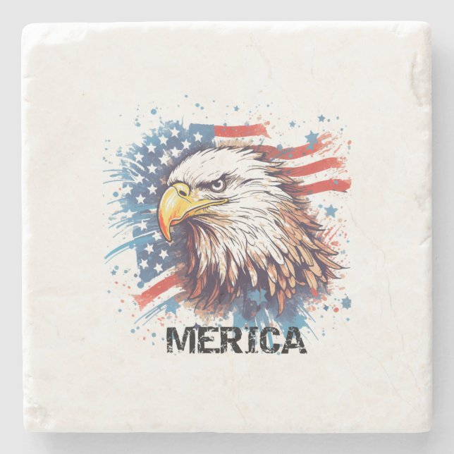 Vintage American Eagle  Stone Coaster (Front)