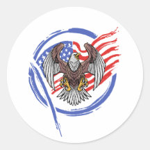Vintage American Eagle with Grunge Flag Circle