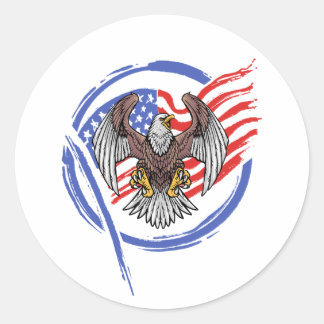 Vintage American Eagle with Grunge Flag Circle Classic Round Sticker