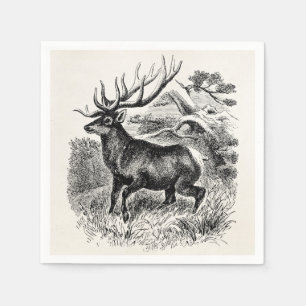 Vintage American Elk Personalised Old Illustration Napkin