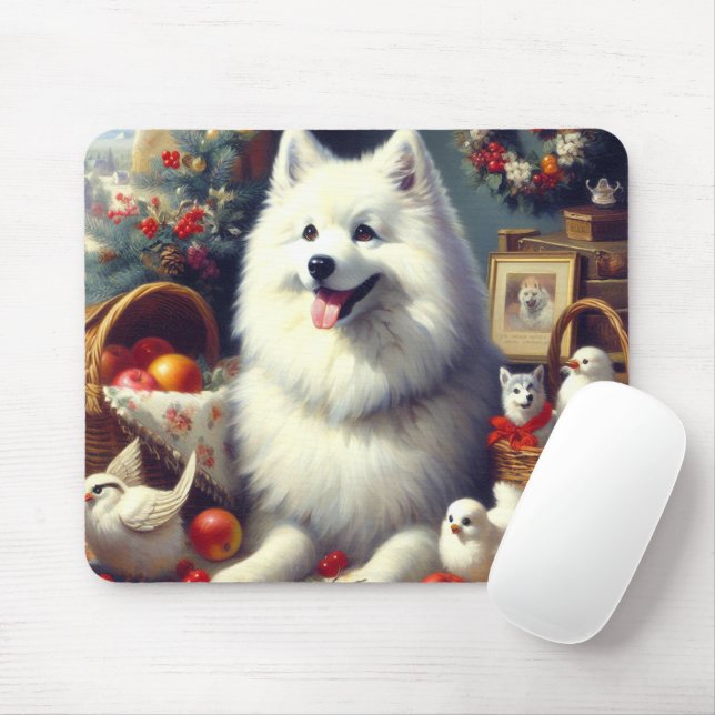 Vintage American Eskimo Painting Mouse Mat (With Mouse)