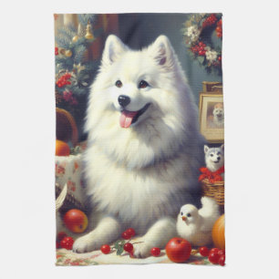 Vintage American Eskimo Painting Tea Towel