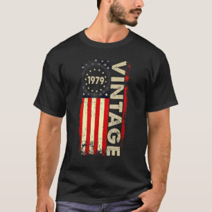 Vintage American Flag 1979 Birthday Women Men T-Shirt