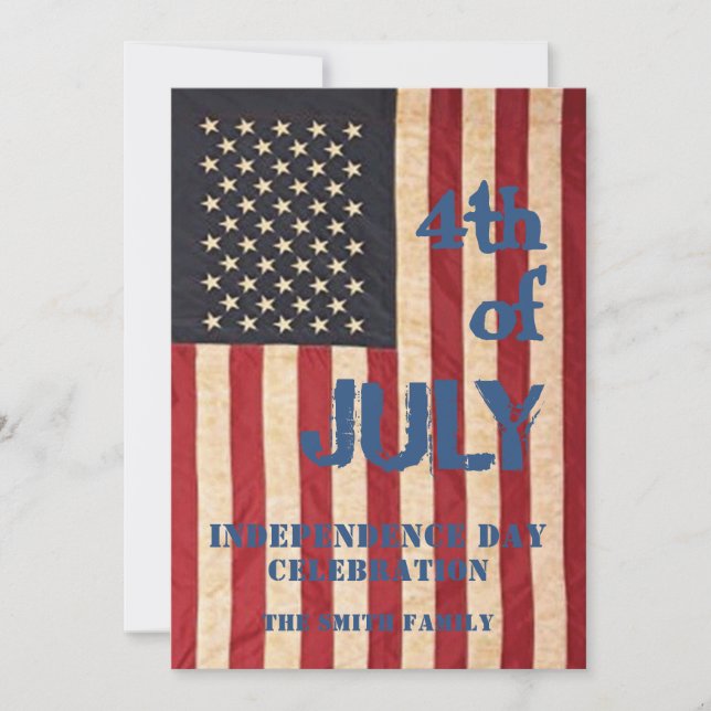 Vintage American Flag 4th of JULY Celebration Invitation (Front)