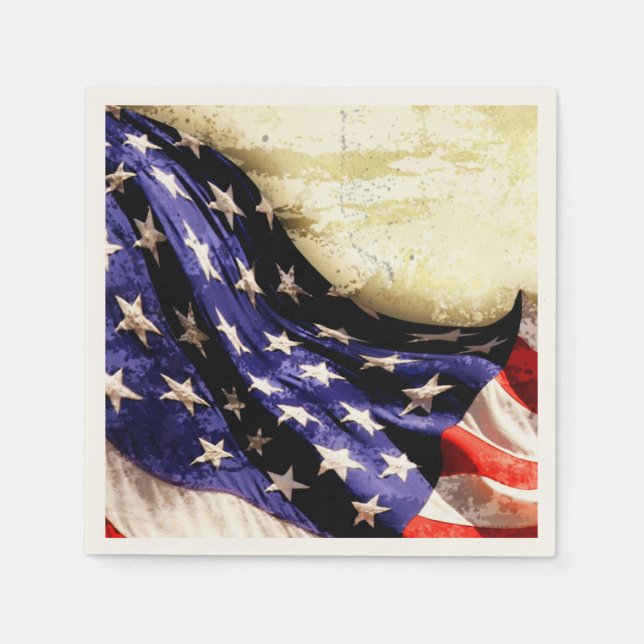 Vintage American Flag 4th of July Napkin (Front)