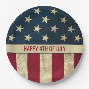 Vintage American Flag 4th Of July Party Paper Plate