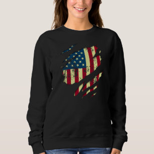 Vintage American Flag 4th Of July Patriotic Torn S Sweatshirt