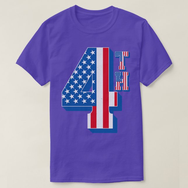 Vintage American Flag 4th Text T-Shirt (Design Front)