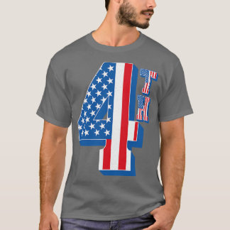 Vintage American Flag 4th Text T-Shirt