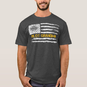 Vintage  American Flag Aeroplane Pilot Grandma T-Shirt