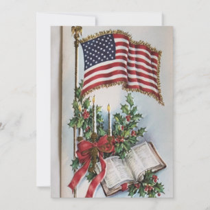 Vintage American Flag And Bible Freedom Holiday Ca