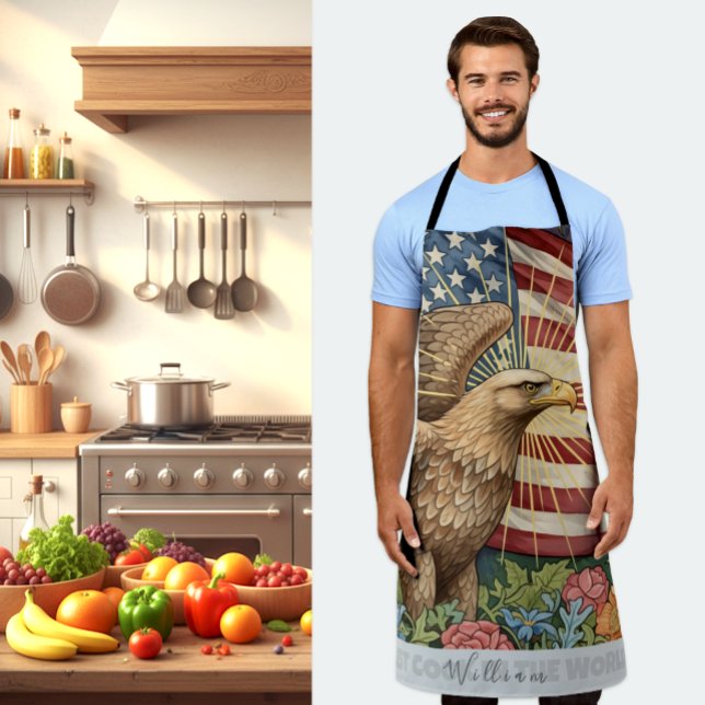 Vintage American Flag Apron, Eagle, Chefs Kitchen Apron (Vintage American Flag / Eagle Apron)