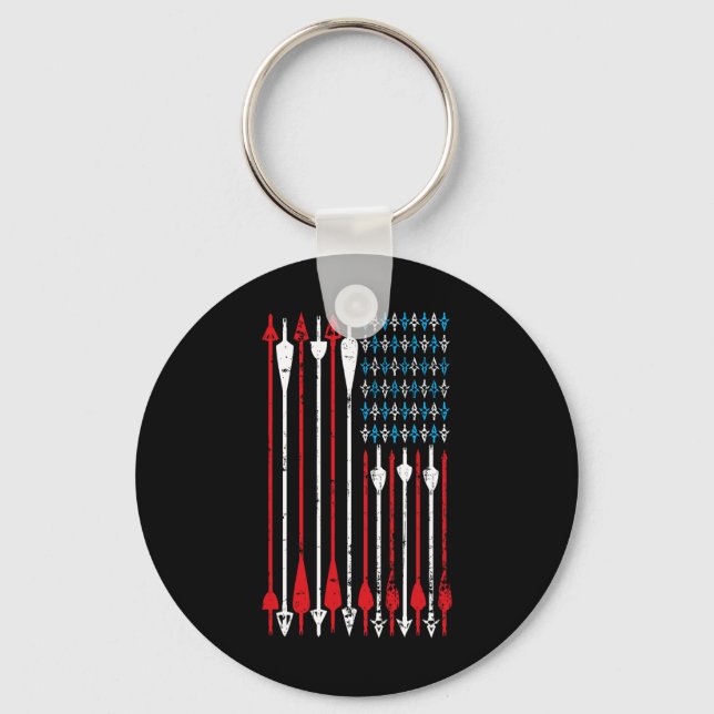 Vintage American Flag Archery Bow Hunting  Key Ring (Front)