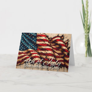 Vintage American Flag Art for 4th of July Card