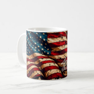 Vintage American Flag Art for 4th of July Coffee Mug