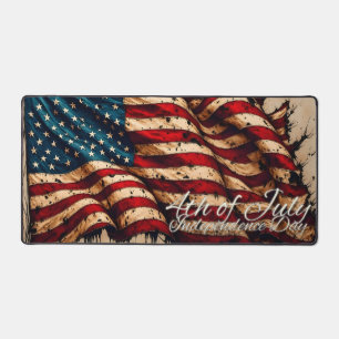 Vintage American Flag Art for 4th of July Desk Mat