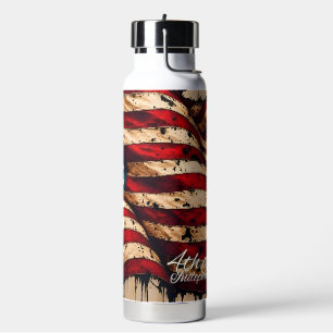 Vintage American Flag Art for 4th of July Water Bottle