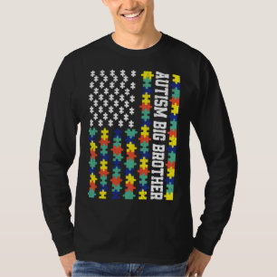 Vintage American Flag Autism Big Brother Autism Aw T-Shirt