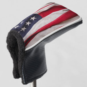 Vintage American Flag Background Golf Head Cover
