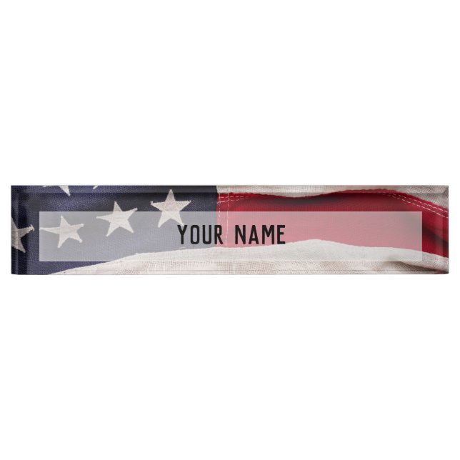 Vintage American Flag Background Nameplate (Front)