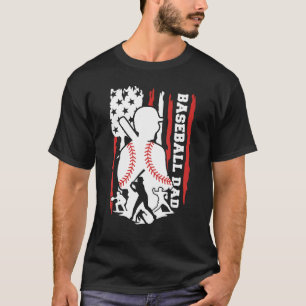 Vintage American Flag Baseball Dad 4th of July  Fa T-Shirt
