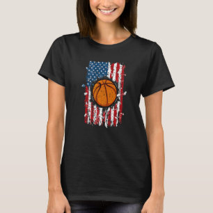 Vintage American Flag Basketball Patriotic Us Flag T-Shirt