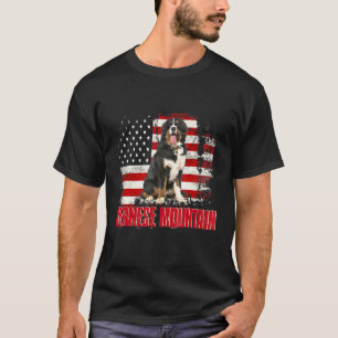 Vintage American Flag Bernese Mountain Dog T-Shirt