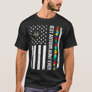 Vintage American Flag Best Autism Aunt Ever Autism T-Shirt