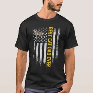 Vintage American Flag Best Bengal Cat Dad Ever Fun T-Shirt