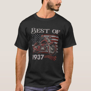 Vintage American Flag Best Of 1937 Motorcycle Birt T-Shirt