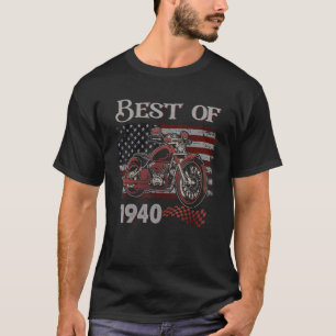 Vintage American Flag Best Of 1940 Motorcycle Birt T-Shirt