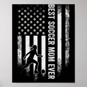 Vintage American Flag Best Soccer Mom Ever Footbal Poster