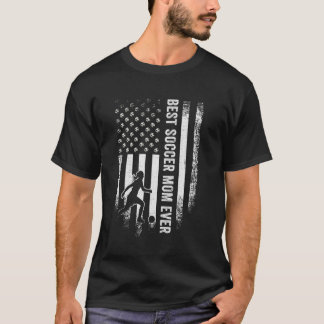 Vintage American Flag Best Soccer Mum Ever Footbal T-Shirt