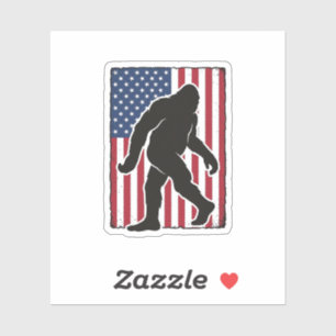 Vintage American Flag Bigfoot Silhouette Vector De