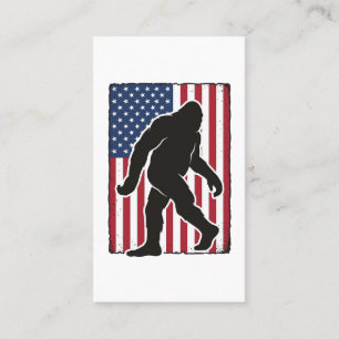 Vintage American Flag Bigfoot Silhouette Vector De Business Card