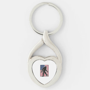 Vintage American Flag Bigfoot Silhouette Vector De Key Ring