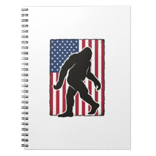 Vintage American Flag Bigfoot Silhouette Vector De Notebook