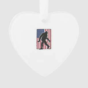 Vintage American Flag Bigfoot Silhouette Vector De Ornament