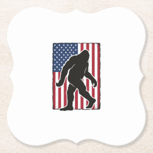 Vintage American Flag Bigfoot Silhouette Vector De Paper Coaster