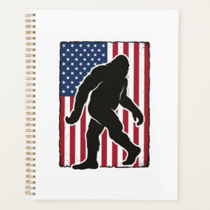 Vintage American Flag Bigfoot Silhouette Vector De Planner