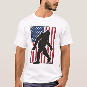 Vintage American Flag Bigfoot Silhouette Vector De T-Shirt