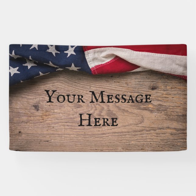 Vintage American Flag Border Banner (Horizontal)