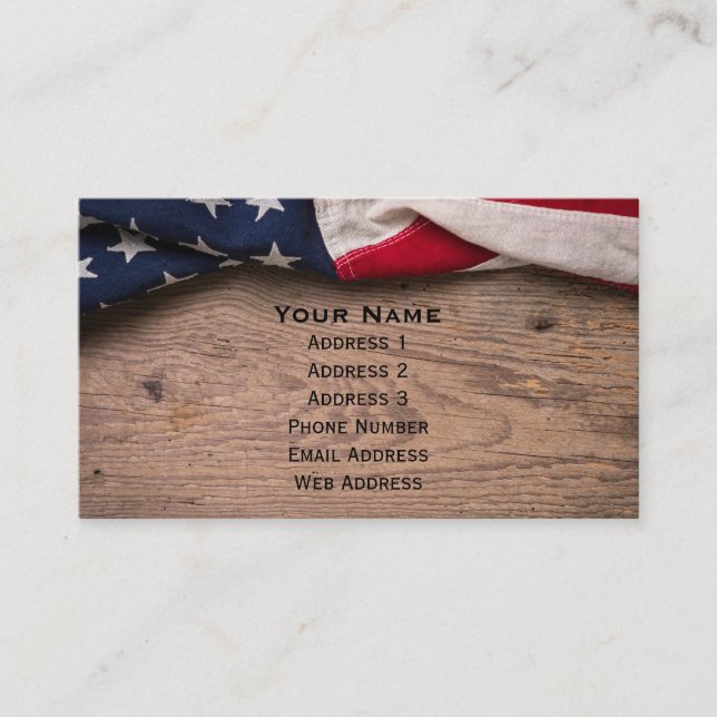 Vintage American Flag Border Business Card (Front)