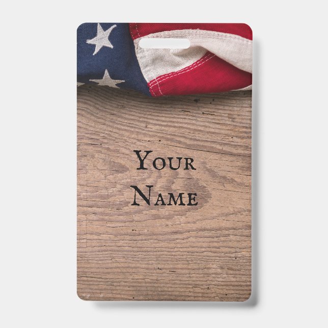 Vintage American Flag Border ID Badge (Front)