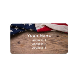 Vintage American Flag Border Label