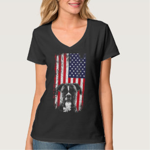 Vintage American Flag Boxer Dog Mum Dad Animal T-Shirt