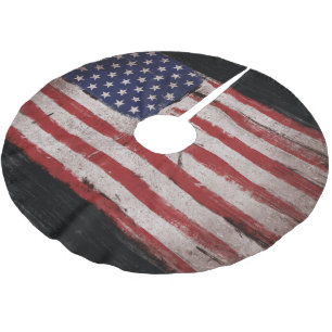 Vintage American flag Brushed Polyester Tree Skirt