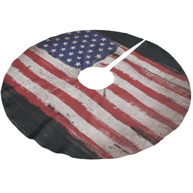 Vintage American flag Brushed Polyester Tree Skirt (Angled)