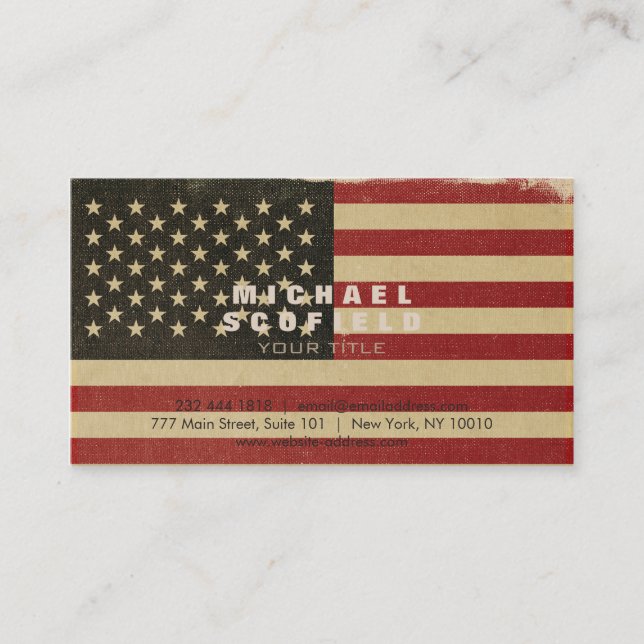 Vintage American Flag Business Card (Front)